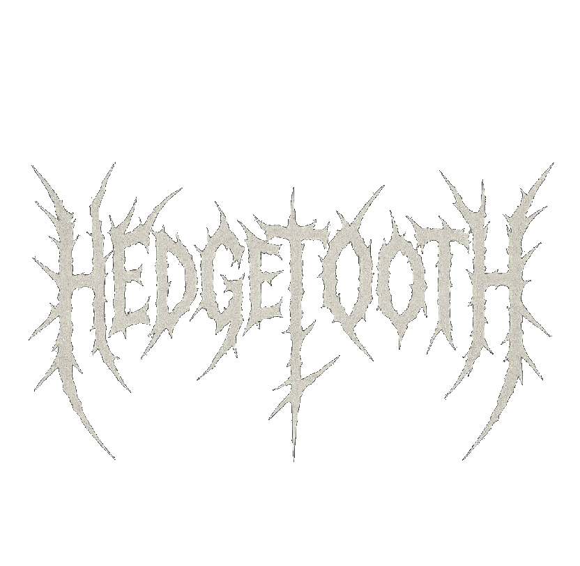HedgeTooth logotype — teeth and thorn in white on black